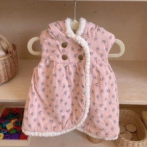 Winter Vest toddler girls cozy hooded floral pink snap outerwear